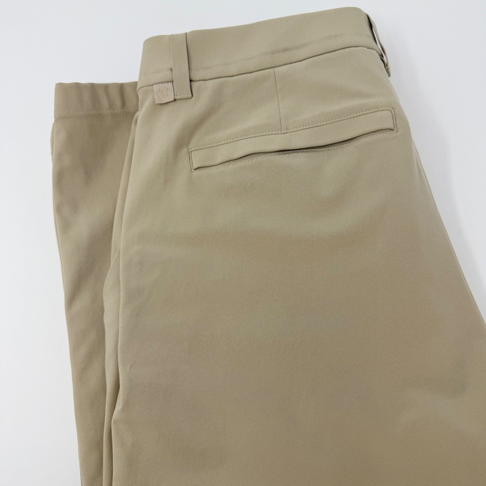 Lululemon Commission Slim Fit Warpstreme Pants Tan Khaki Men 32x27 FLAW